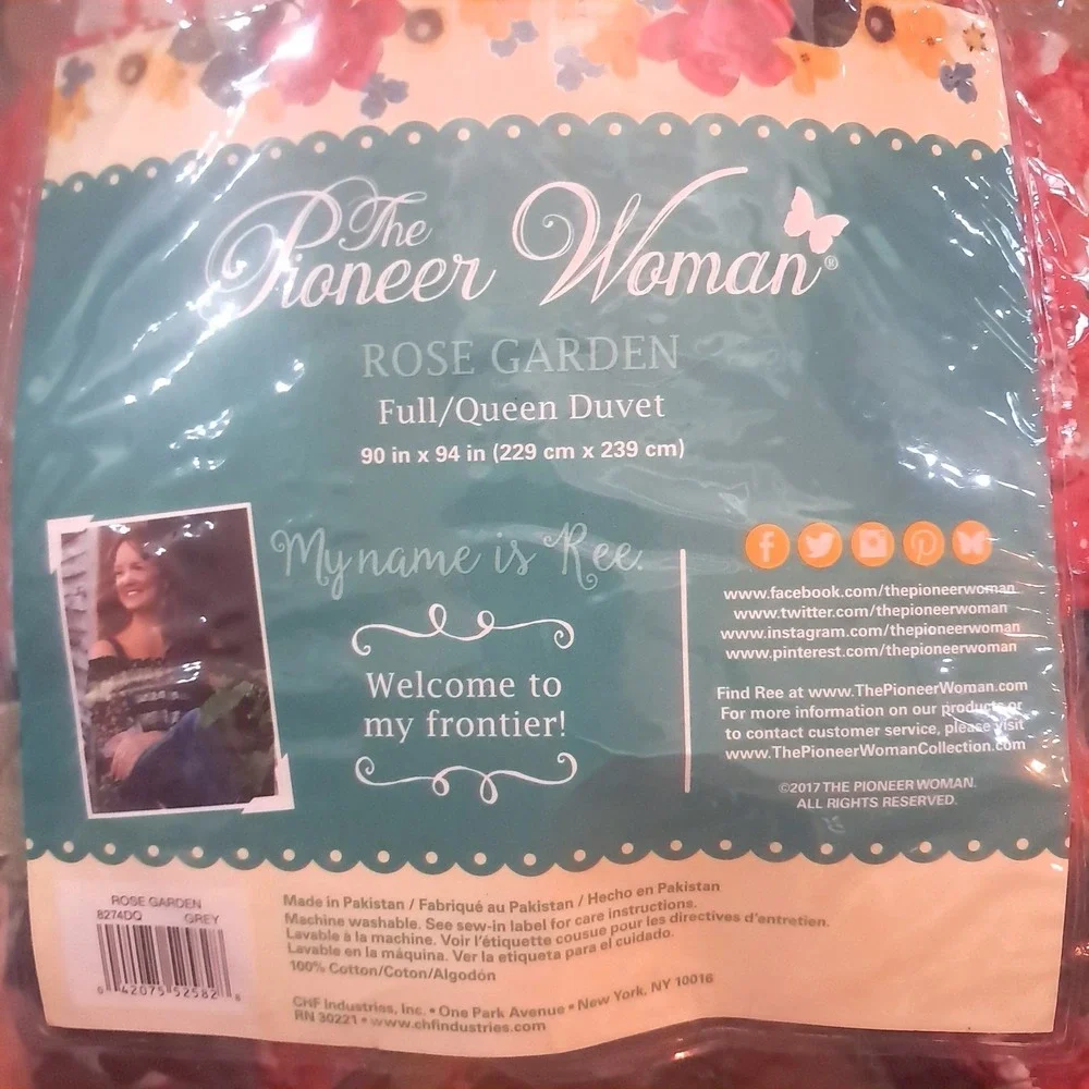 Pioneer Woman Rose Garden Duvet Full/Queen Shams Black Red Floral dark romance